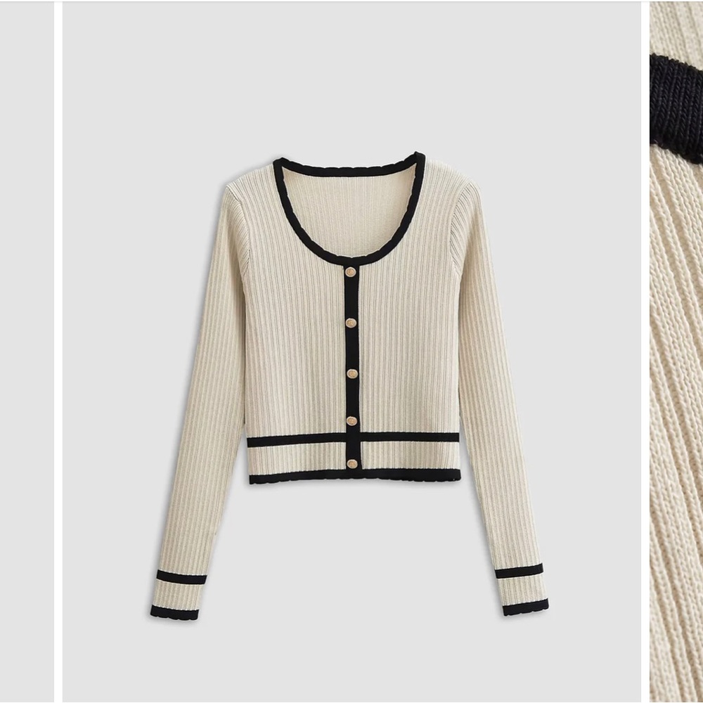 Commense Retro Contrast Cardigan NWT